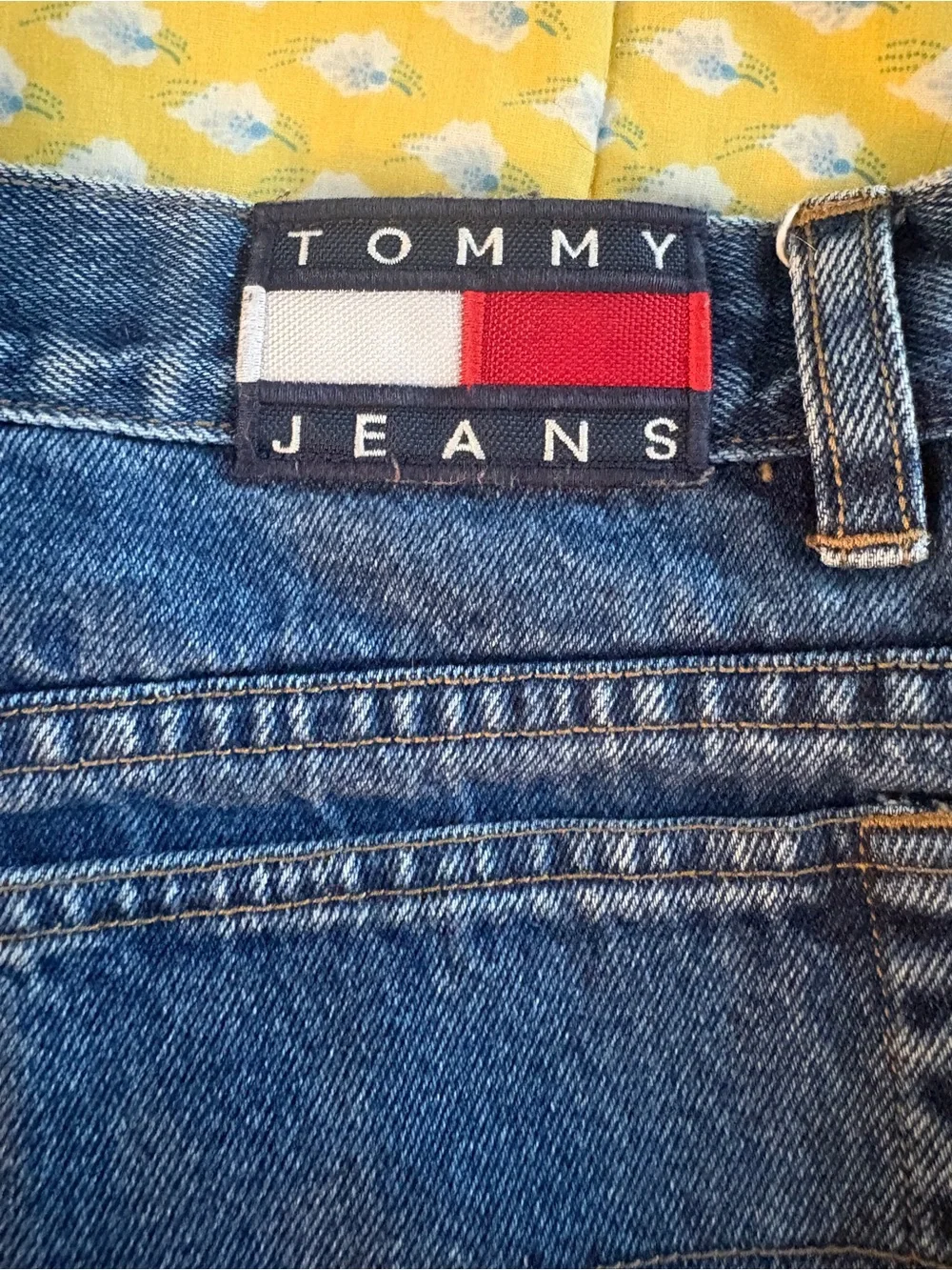 Vintage Tommy Hilfiger Navy Jeans with Red & White Side Stripes